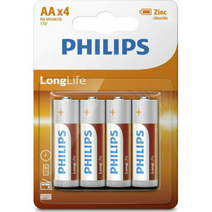 PHILIPS R6L4B/10 LONG LIFE ZINC-CHLORIDE 4ΤΜΧ Μπαταρίες