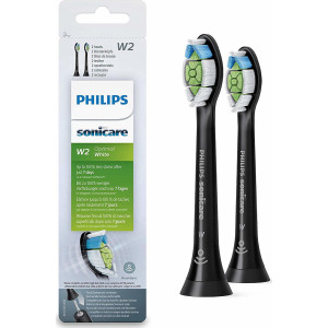 PHILIPS Sonicare W2 Optimal White Standard HX6062/88 2τμχ Ανταλλακτικές Κεφαλές Black Οδοντόβουρτσες