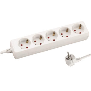 EUROLAMP 147-62203 ΠΟΛΥΠΡΙΖΟ 5 ΘΕΣΕΩΝ ΜΕ ΚΑΛΩΔΙΟ 3X1,5mm 1,5m ΜΕ ΠΡΟΣΤΑΣΙΑ ΕΠΑΦΩΝ
