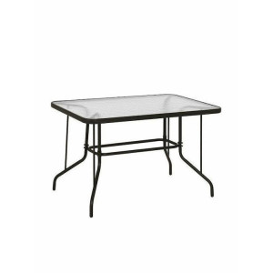 Homemarkt HM5679.02 Τραπέζι Εξωτερικού Χώρου Μεταλλικό με Γυάλινη Επιφάνεια Καφέ 120x70x71εκ. (0602946)