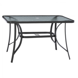 Homemarkt HM5021.11 Τραπέζι Εξωτερικού Χώρου Μεταλλικό με τρύπα & Γυάλινη Επιφάνεια Bravo Γκρι 120x70x72εκ (0602998)