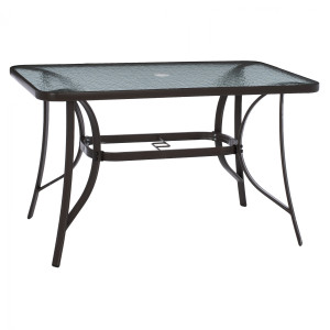 Homemarkt HM5021.12 Τραπέζι Εξωτερικού Χώρου Μεταλλικό με Γυάλινη Επιφάνεια Bravo Καφέ 120x70x72εκ (0602999)