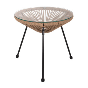 Homemarkt HM5873.01 Τραπέζι Καθιστικού Εξωτερικού Χώρου Μεταλλικό με Γυάλινη Επιφάνεια Allegra Μαύρο 45x45x45εκ(0610355)