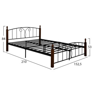 Homemarkt HM585 Suzie Κρεβάτι Διπλό Μεταλλικό Μαύρο για Στρώμα 150x200cm (0509558)
