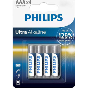 Philips LR03E4B/GRS Ultra αλκαλικές μπαταρίες Blister 4τμχ AAA