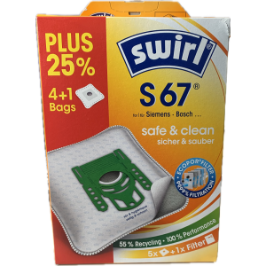 SWIRL S67 Σύμβατη με BOSCH/SIEMENS TYPE G (5 σακούλες+1φίλτρο) 25% plus NEW