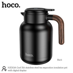 HOCO HJD13A COOL TEA, ΤΣΑΓΙΕΡΑ ΜΕ ΦΙΛΤΡΟ ΓΙΑ ΤΣΑΙ ΜΕ ΨΗΦΙΑΚΟ ΘΕΡΜΟΜΕΤΡΟ, 1.5Lt, ΜΑΥΡΗ