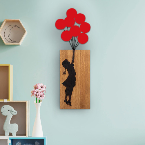 Megapap HM4649 Διακοσμητικό Τοίχου από Ξύλο Girl with Balloons 100x3x36cm Megapap HM4649 Διακοσμητικό Τοίχου από Ξύλο Girl with Balloons 100x3x36cm