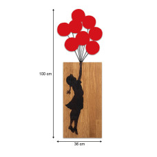Megapap HM4649 Διακοσμητικό Τοίχου από Ξύλο Girl with Balloons 100x3x36cm Megapap HM4649 Διακοσμητικό Τοίχου από Ξύλο Girl with Balloons 100x3x36cm