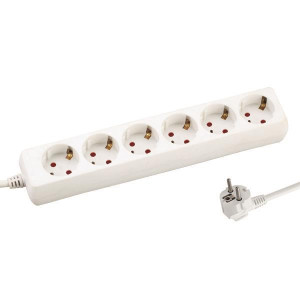 EUROLAMP 147-62204 ΠΟΛΥΠΡΙΖΟ 6 ΘΕΣΕΩΝ ΜΕ ΚΑΛΩΔΙΟ 3X1,5mm 1,5m ΜΕ ΠΡΟΣΤΑΣΙΑ ΕΠΑΦΩΝ