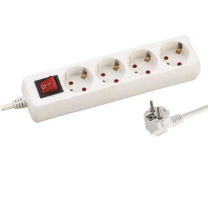 EUROLAMP 147-62231 ΠΟΛΥΠΡΙΖΟ 4 ΘΕΣΕΩΝ ΜΕ ΚΑΛΩΔΙΟ ΚΑΙ ΔΙΑΚΟΠΤΗ 3X1,5mm 3m ΜΕ ΠΡΟΣΤΑΣΙΑ ΕΠΑΦΩΝ