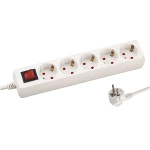 EUROLAMP 147-62232 ΠΟΛΥΠΡΙΖΟ 5 ΘΕΣΕΩΝ ΜΕ ΚΑΛΩΔΙΟ ΚΑΙ ΔΙΑΚΟΠΤΗ 3X1,5mm 3m ΜΕ ΠΡΟΣΤΑΣΙΑ ΕΠΑΦΩΝ