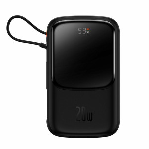 BASEUS QPOW PRO, POWERBANK, 10000MAh, ΜΕ ΚΑΛΩΔΙΟ LIGHTNING, 20W, ΜΕ ΨΗΦΙΑΚΗ ΟΘΟΝΗ, ΜΑΥΡΟ