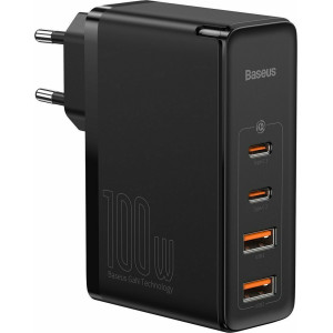 BASEUS GAN 2 PRO ΦΟΡΤΙΣΤΗΣ ΓΡΗΓΟΡΗΣ ΦΟΡΤΙΣΗΣ, 2 ΘΥΡΕΣ TYPE C + 2 ΘΥΡΕΣ USB, 100W, ΜΑΥΡΟΣ BAS-CCGAN2P-L01