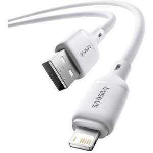 BASEUS SILKY SERIES, ΚΑΛΩΔΙΟ ΓΡΗΓΟΡΗΣ ΦΟΡΤΙΣΗΣ, LIGHTNING, 2,4A, 2m, ΛΕΥΚΟ BAS-P10377702213-01